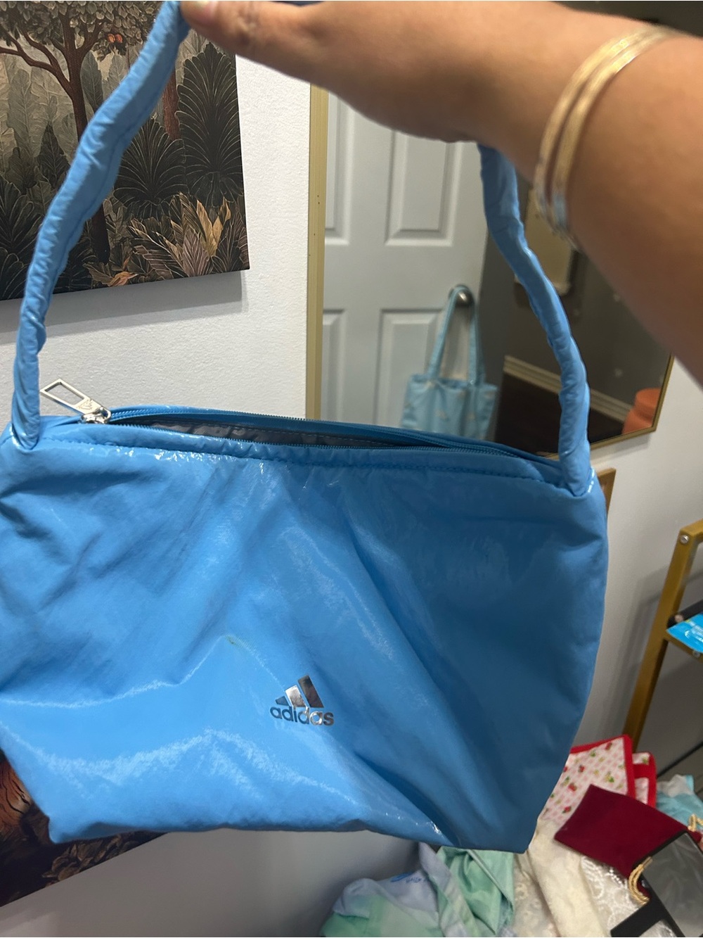 adidas Sky Blue Shoulder Bag with Logo